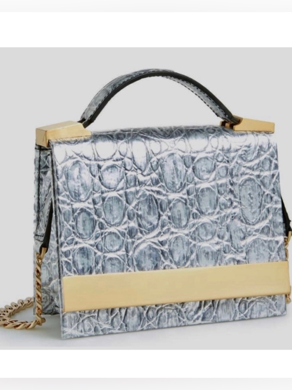 B BRIAN ATWOOD Ava Metallic Croc-embossed Bag